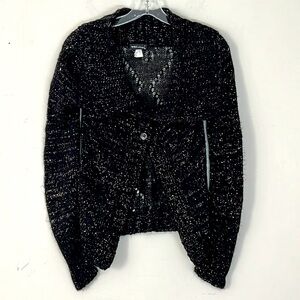 🌞 Wet Seal black & shimmery silver cardigan sweater women Junior size S